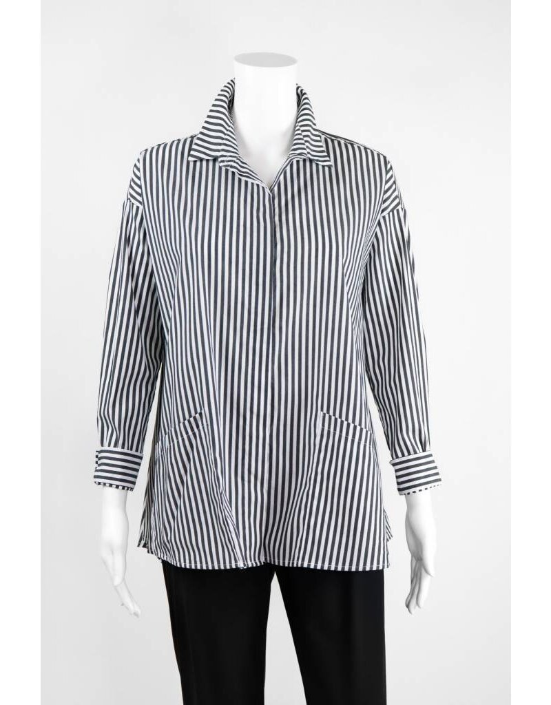 Comfy USA Striped Button Tunic With Pockets
