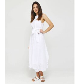 Grizas Linen Long Dress With Self Belt