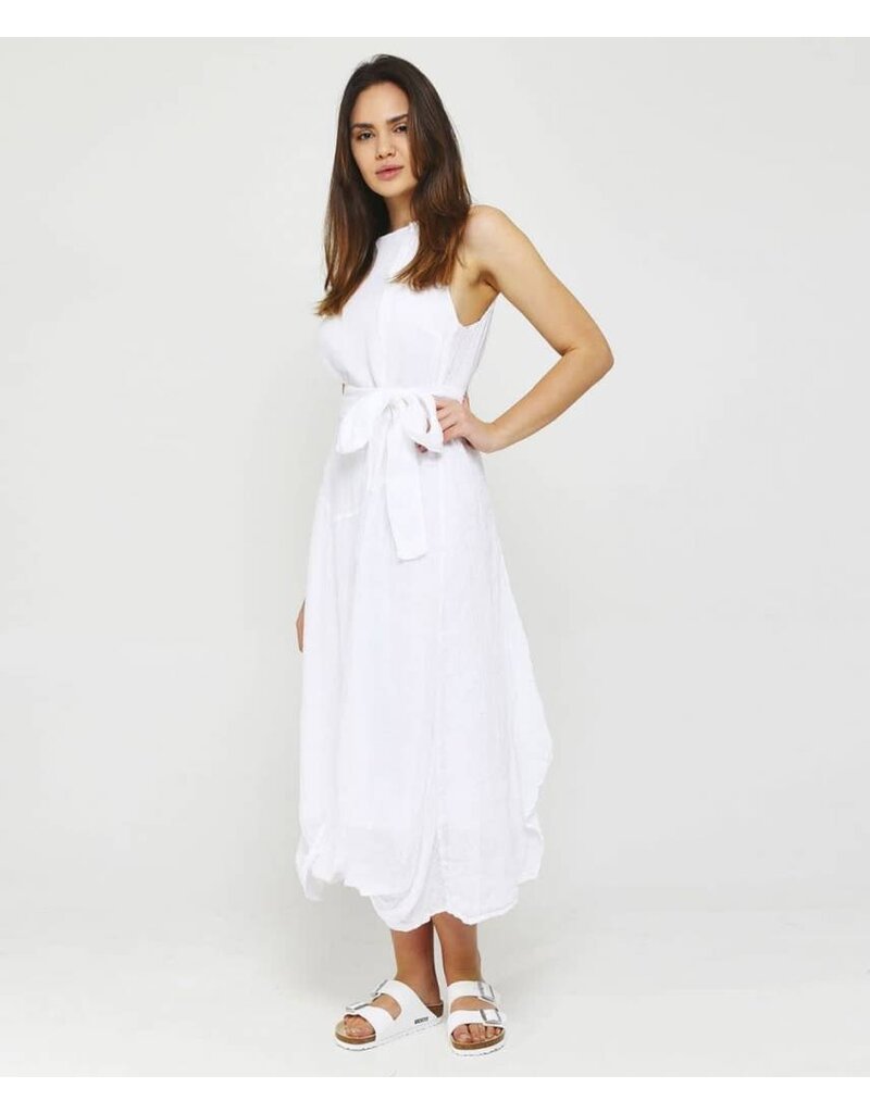Grizas Linen Long Dress With Self Belt