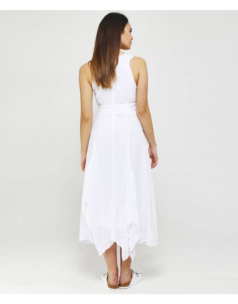 Grizas Linen Long Dress With Self Belt
