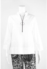Lauren Vidal Cotton Zip Ruched Blouse