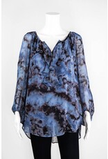 Lauren Vidal Silk Ruffle Top Blouse