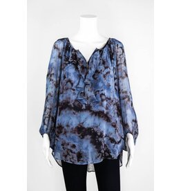 Lauren Vidal Silk Ruffle Top Blouse