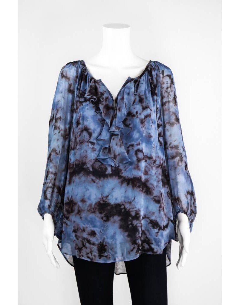 Lauren Vidal Silk Ruffle Top Blouse