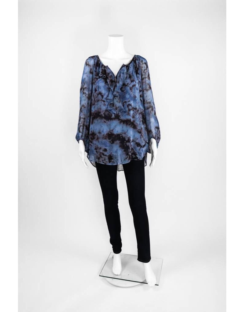 Lauren Vidal Silk Ruffle Top Blouse