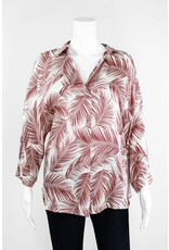 Lauren Vidal Palm Silk V Neck Blouse