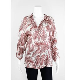 Lauren Vidal Palm Silk V Neck Blouse