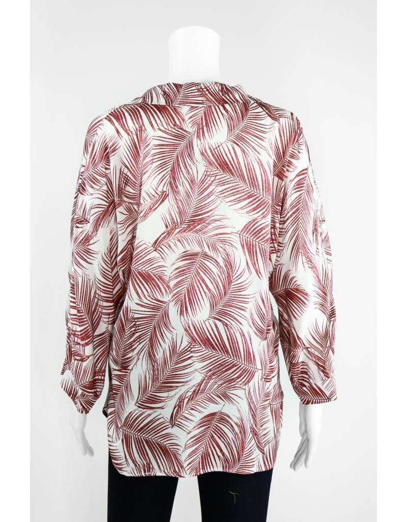 Lauren Vidal Palm Silk V Neck Blouse