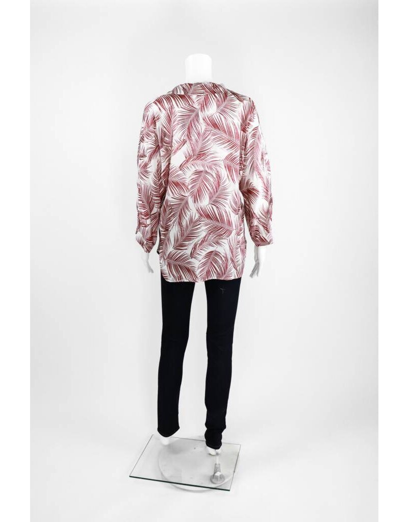 Lauren Vidal Palm Silk V Neck Blouse