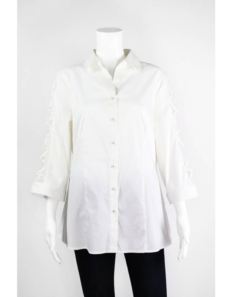 Elena Wang Mesh Insert Sleeve Blouse