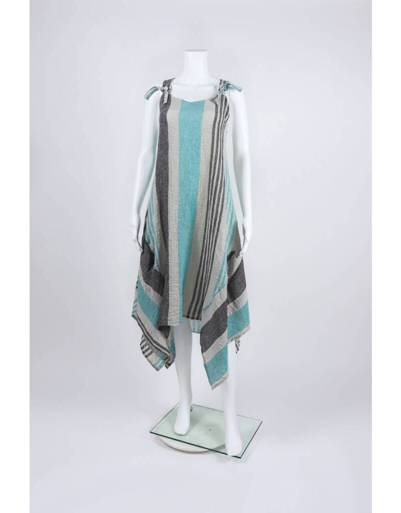 Luukaa Woven Knot Strap Multi Stripe Dress