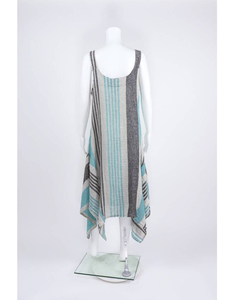 Luukaa Woven Knot Strap Multi Stripe Dress