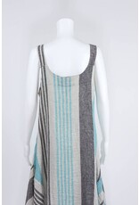 Luukaa Woven Knot Strap Multi Stripe Dress