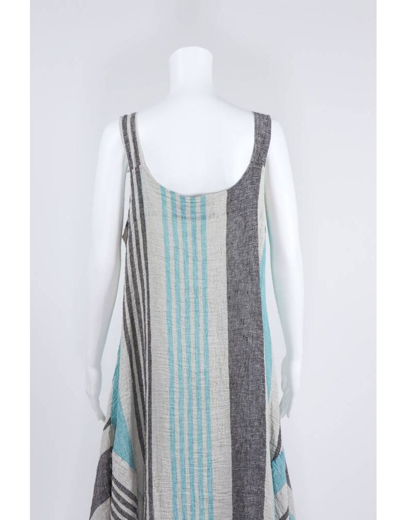 Luukaa Woven Knot Strap Multi Stripe Dress