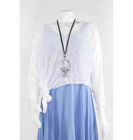 Sandy Cooper Black Cord Fishbone Necklace