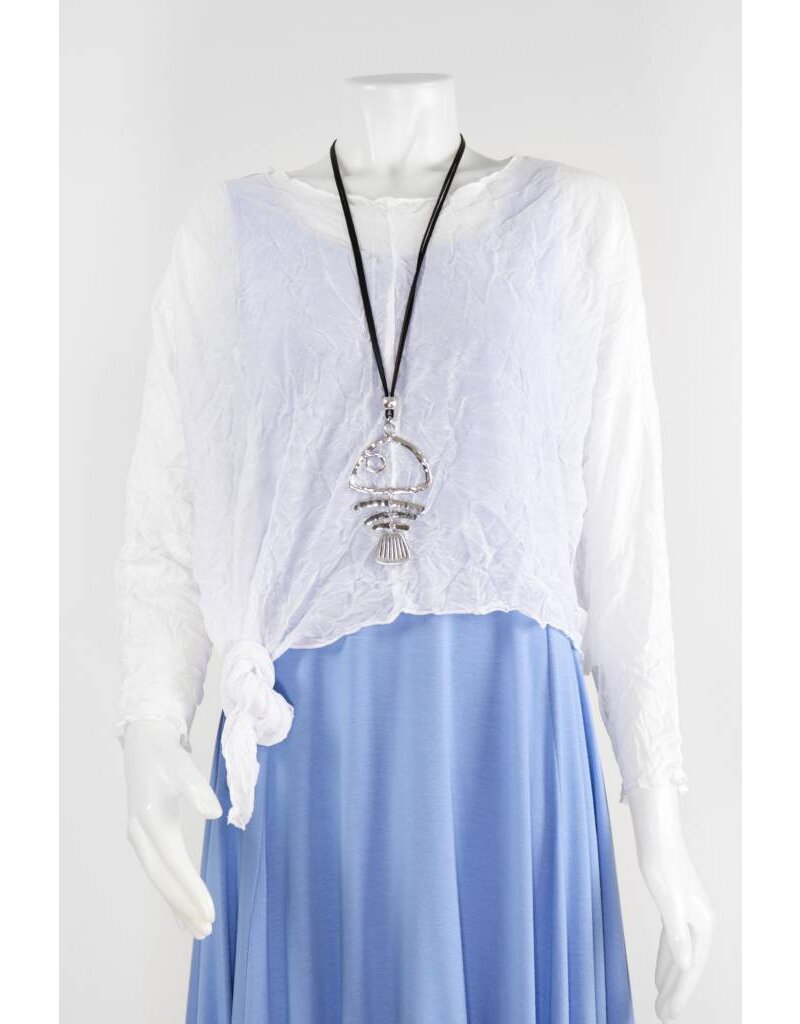 Sandy Cooper Black Cord Fishbone Necklace