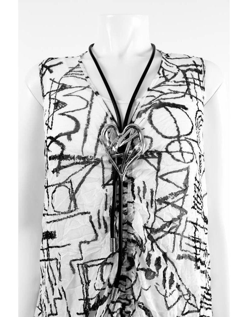 Sandy Cooper Black Cord Bolero Heart Necklace