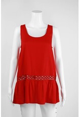 Lauren Vidal Eyelet Trim Sleeveless Tank