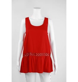 Lauren Vidal Eyelet Trim Sleeveless Tank
