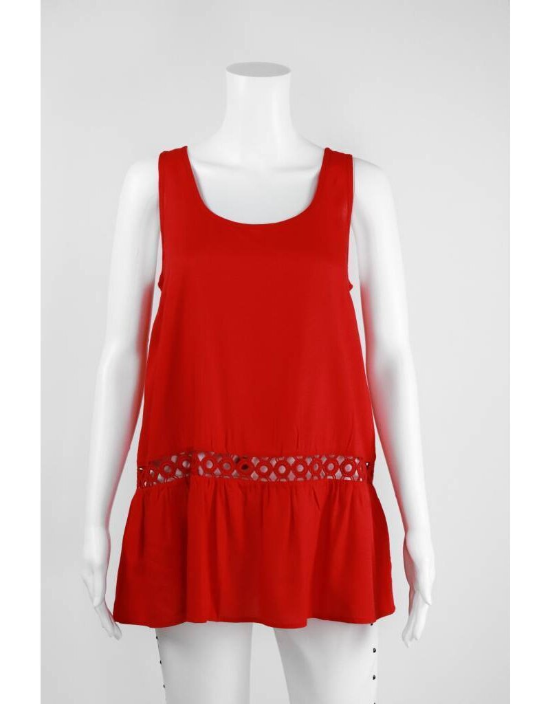 Lauren Vidal Eyelet Trim Sleeveless Tank