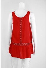 Lauren Vidal Eyelet Trim Sleeveless Tank