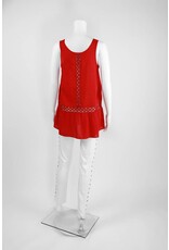 Lauren Vidal Eyelet Trim Sleeveless Tank