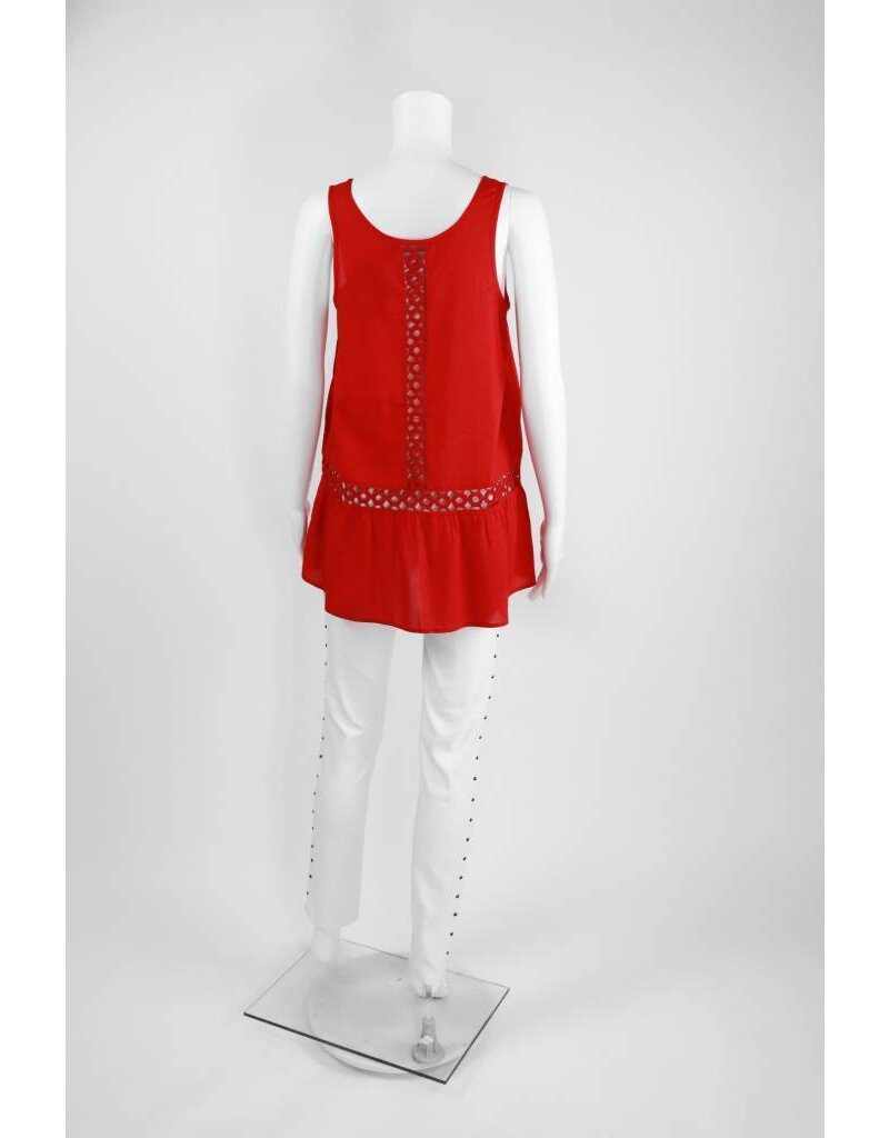 Lauren Vidal Eyelet Trim Sleeveless Tank