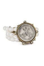 French Kande Faceted Bead Pyrite Cross Medallion Necklace