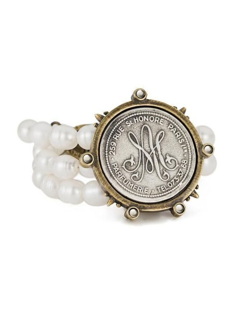 French Kande Faceted Bead Pyrite Cross Medallion Necklace