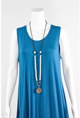 French Kande White Beads With Compass Medallion Necklace