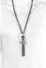 French Kande Stirling Clad Chain With Crown Tassel Necklace