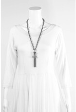 French Kande Stirling Clad Chain With Crown Tassel Necklace