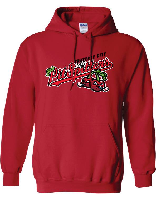 3001 Primary Logo Red Hoodie - Traverse City Pit Spitters Team Store