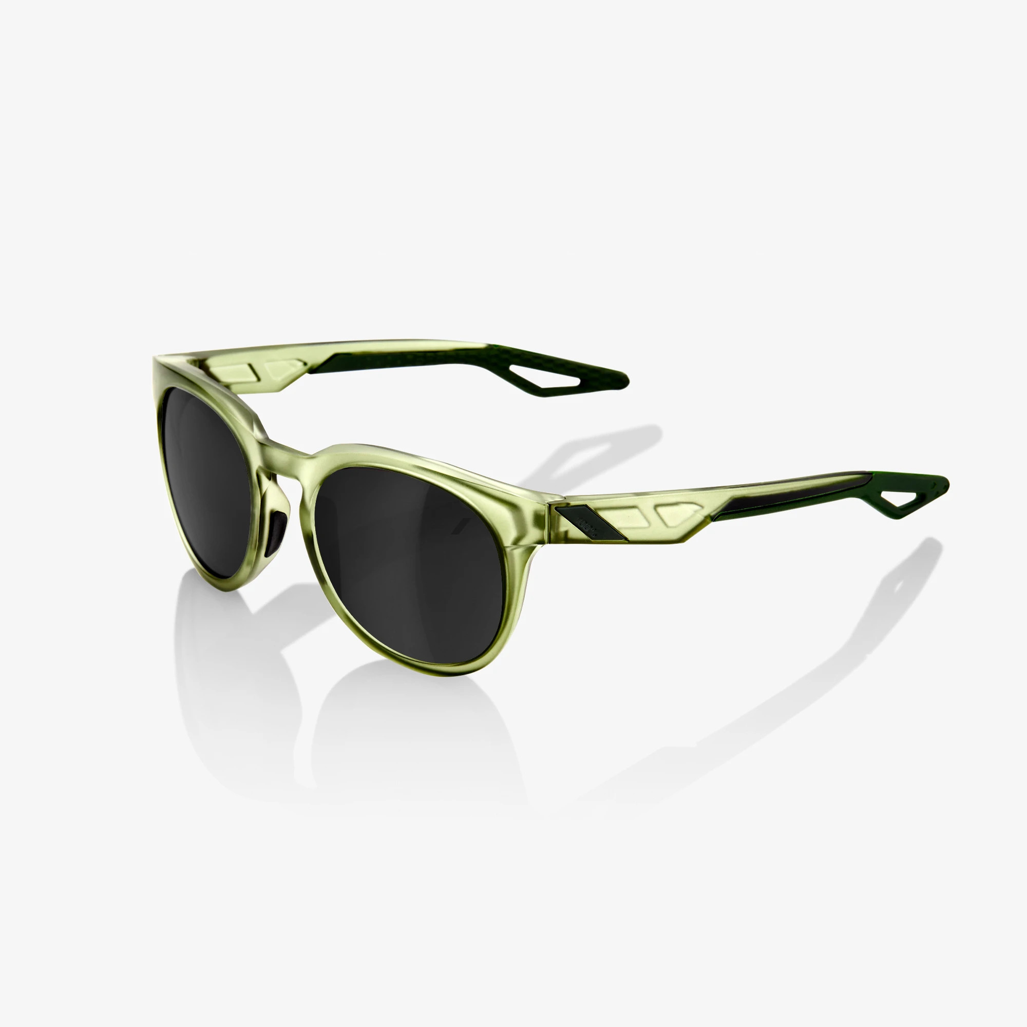 100% Campo Sunglasses, Matte Translucent Oilve Slate frame - Black Mirror Lens