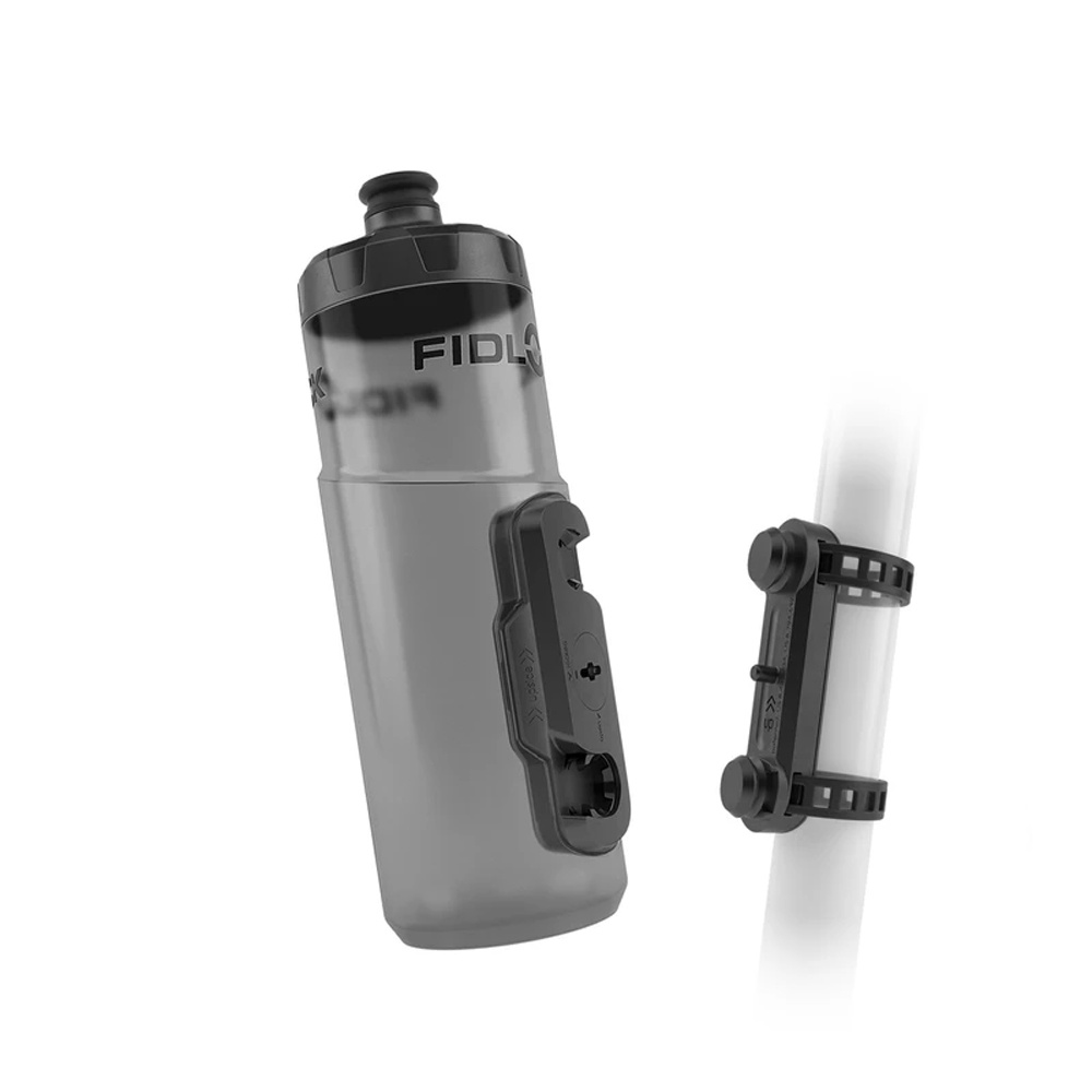 BOTTLE 600ML WITH BIKE BASE TRANSPARENT BLACK