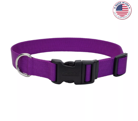 Coastal Pet Coastal Adjustable Dog Collar w/ Plastic Buckle Purple 3/4x14-20"