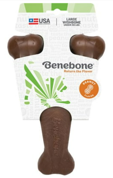 Benebone Benebone Peanut Butter Wishbone Dog Chew Toy, Large
