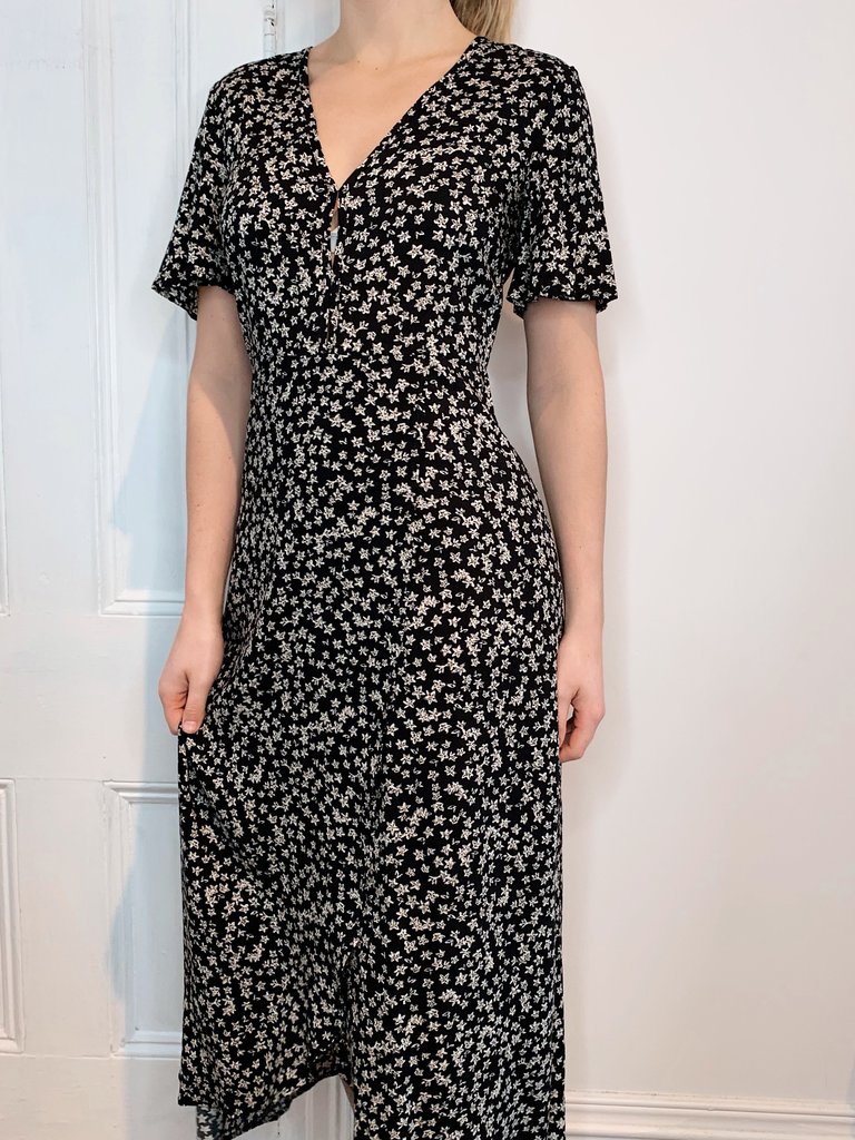 short sleeve floral midi dress