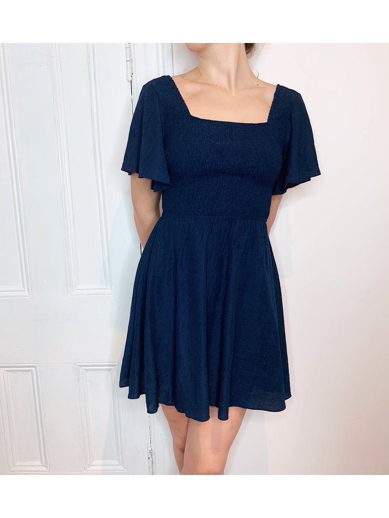 Navy Tie Back Dress