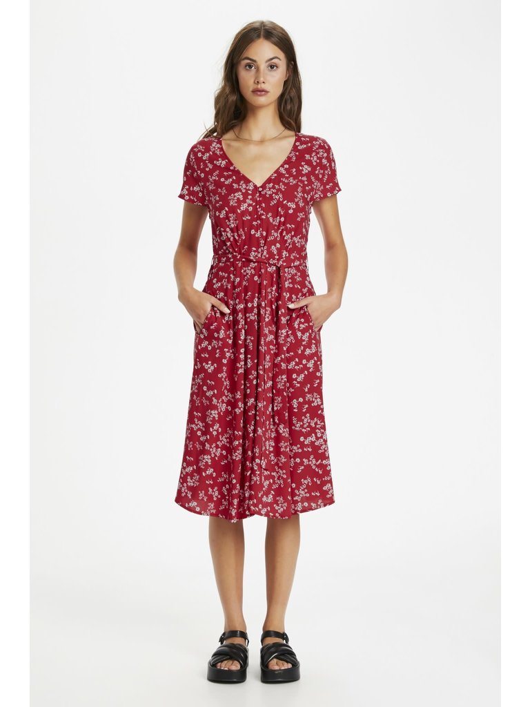 Soaked In Luxury Cerise Button Dress