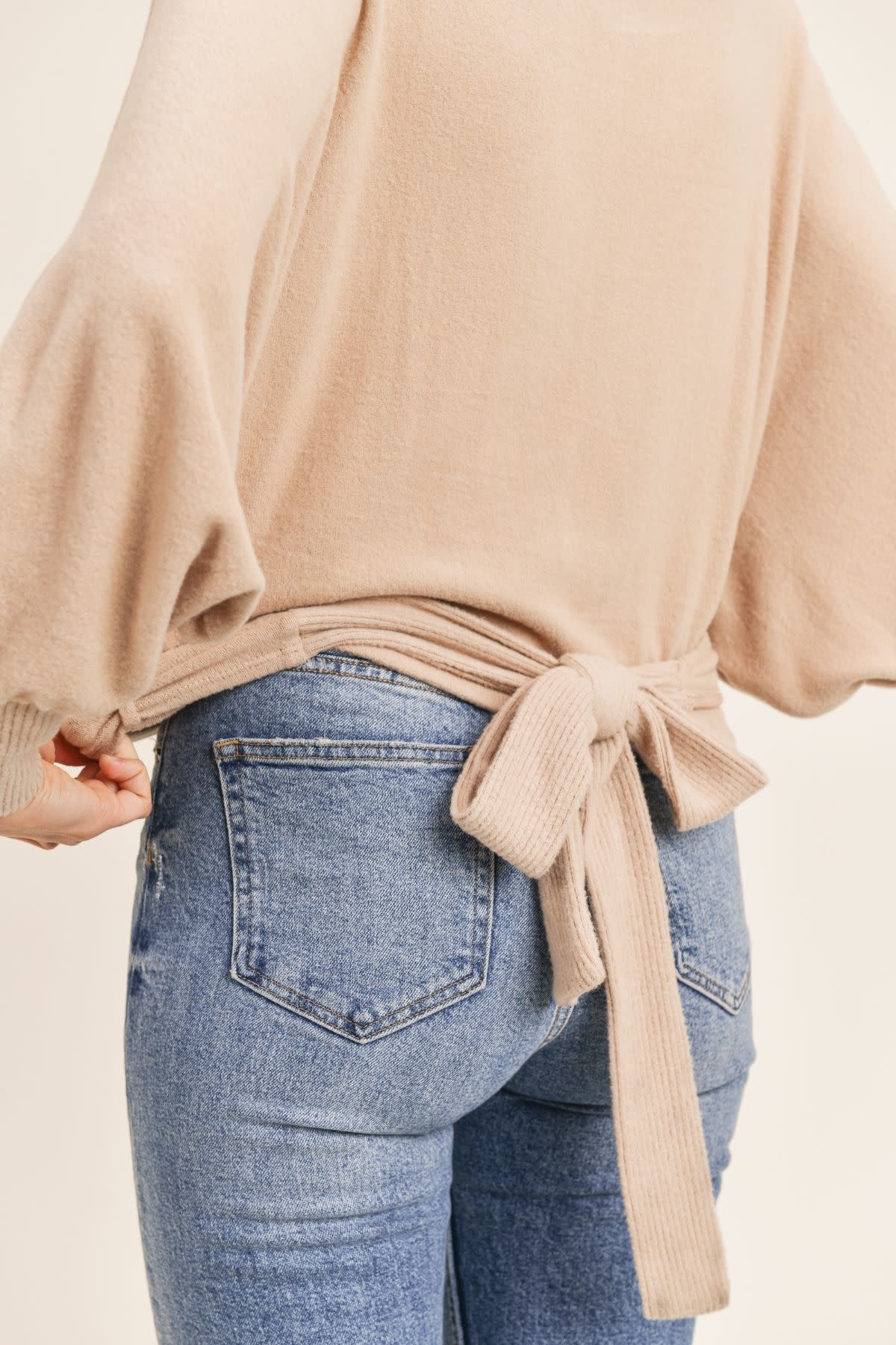 Sadie Sage Soft Taupe Wrap Sweater