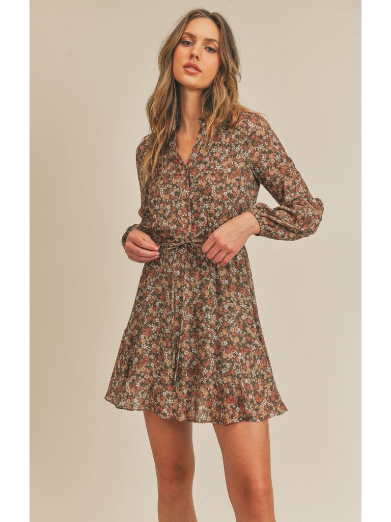 Sadie & Sage Floral Olive Dress