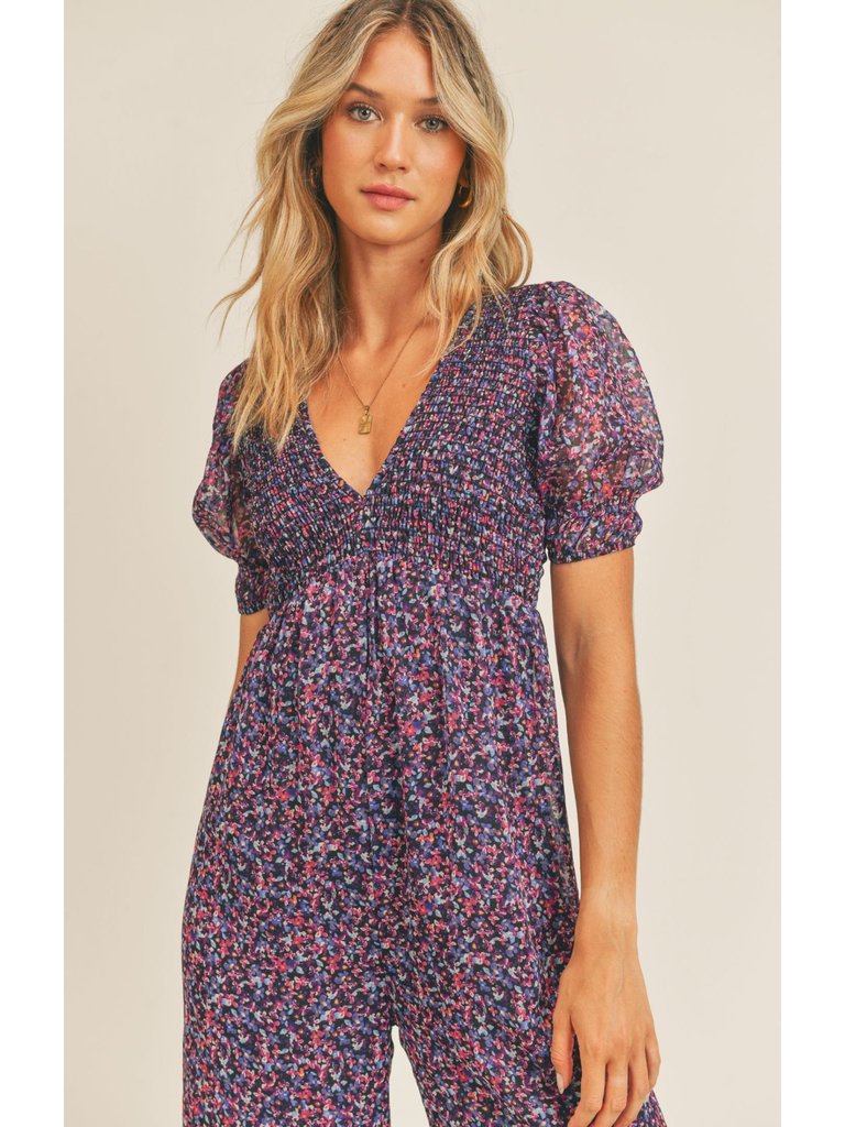 Sadie & Sage Purple Floral Jumpsuit