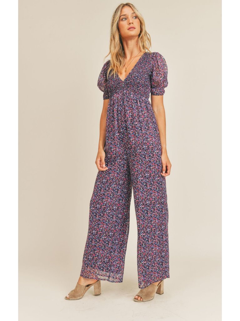 Sadie & Sage Purple Floral Jumpsuit