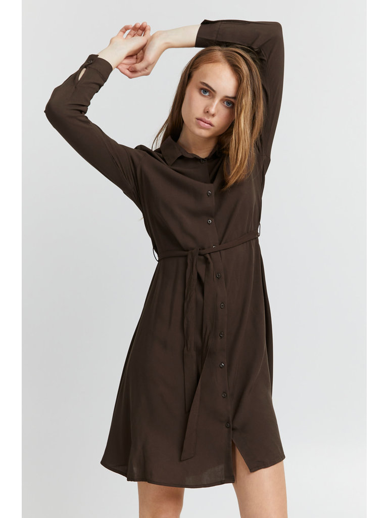 ICHI Brown Button Dress