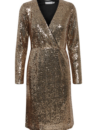 Fransa Golden Sequin Dress
