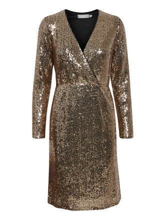 Fransa Golden Sequin Dress