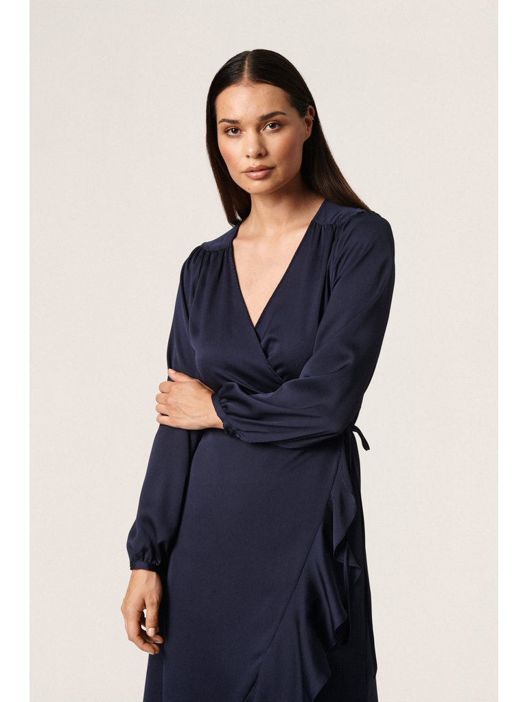 Soaked In Luxury Midnight Wrap Dress