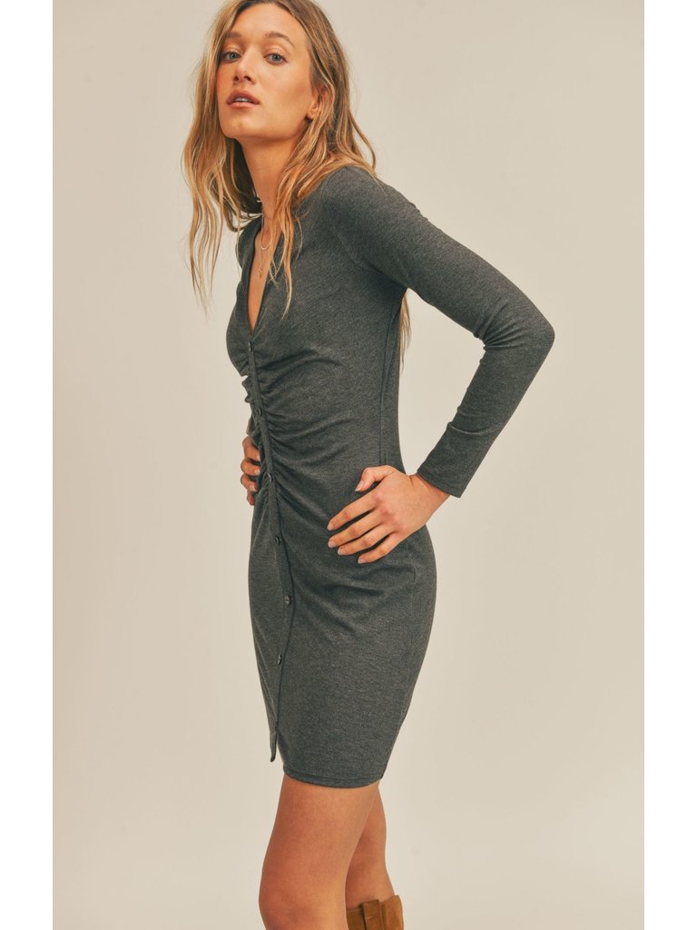 Sage The Label Grey Ruched Dress