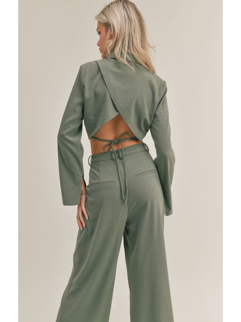 Sage The Label Olive Crop Blazer